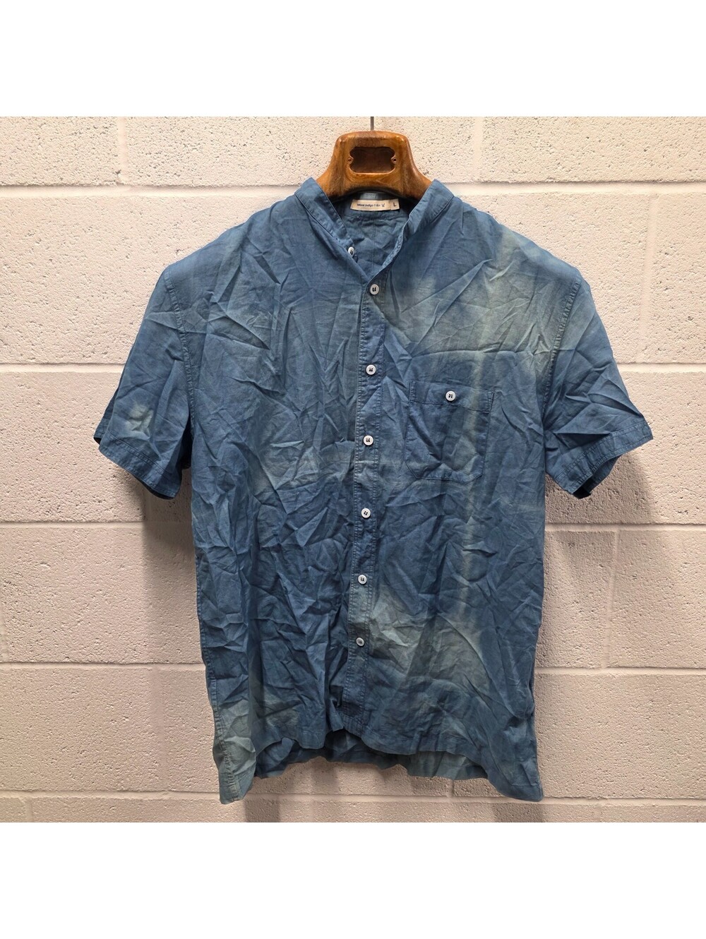 Industry of All Nations Upcycled Button Down Organic Shirt Denim Unisex  L 22x29